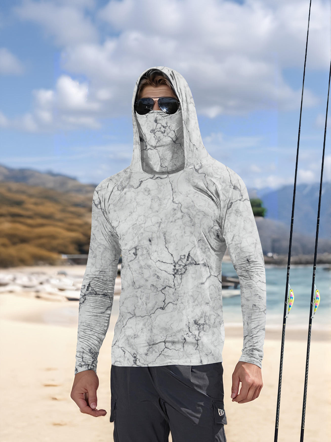 Men Hood Fishing Shirt long sl - đánh giá và giá Fishing Shirt Uv Protection